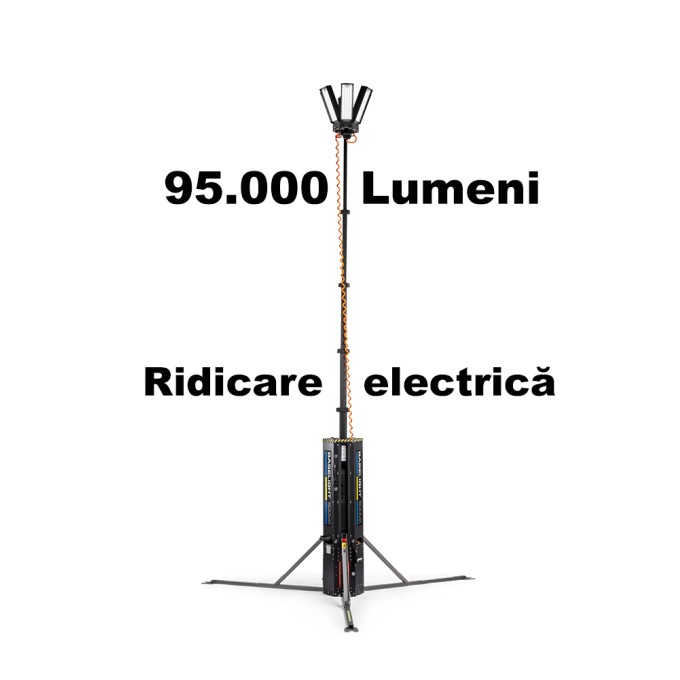 Turn de lumina telescopic iluminare temporara 670W - 95.000 lumeni RIDICARE ELECTRICA